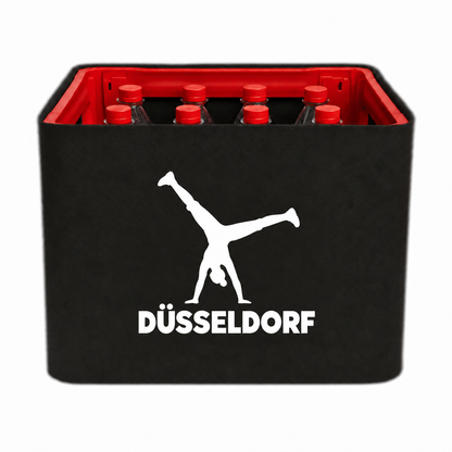 KistenBlende Düsseldorf Stadt Silhouette auf Limonadenkiste PET