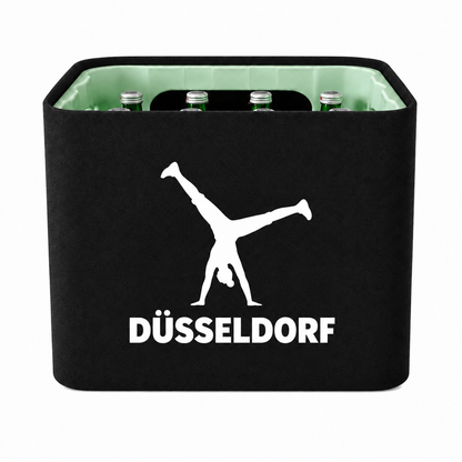 KistenBlende Düsseldorf Stadt Silhouette auf Wasserkiste Glas