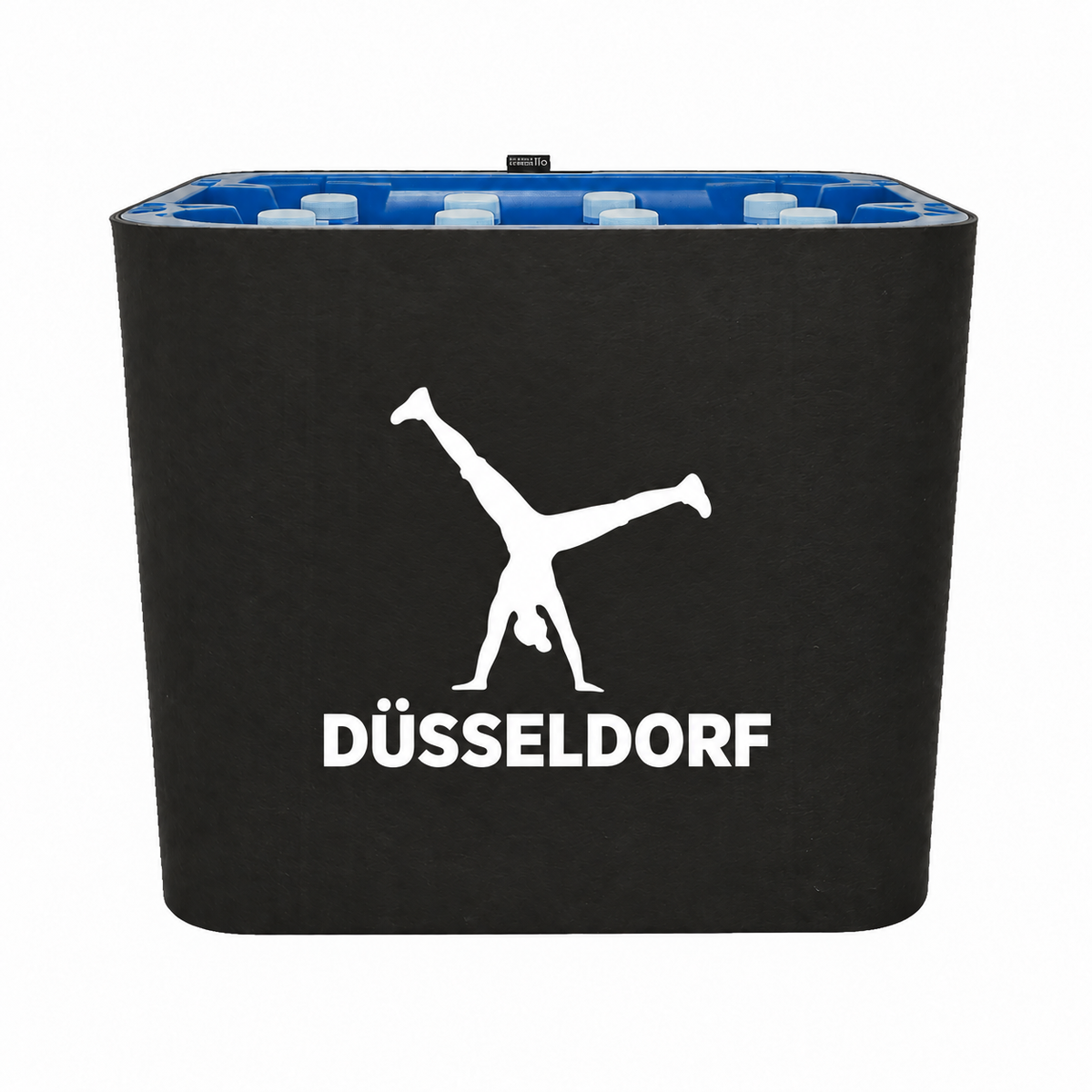 KistenBlende Düsseldorf Stadt Silhouette auf Wasserkiste PET