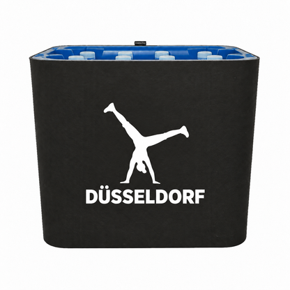 KistenBlende Düsseldorf Stadt Silhouette auf Wasserkiste PET