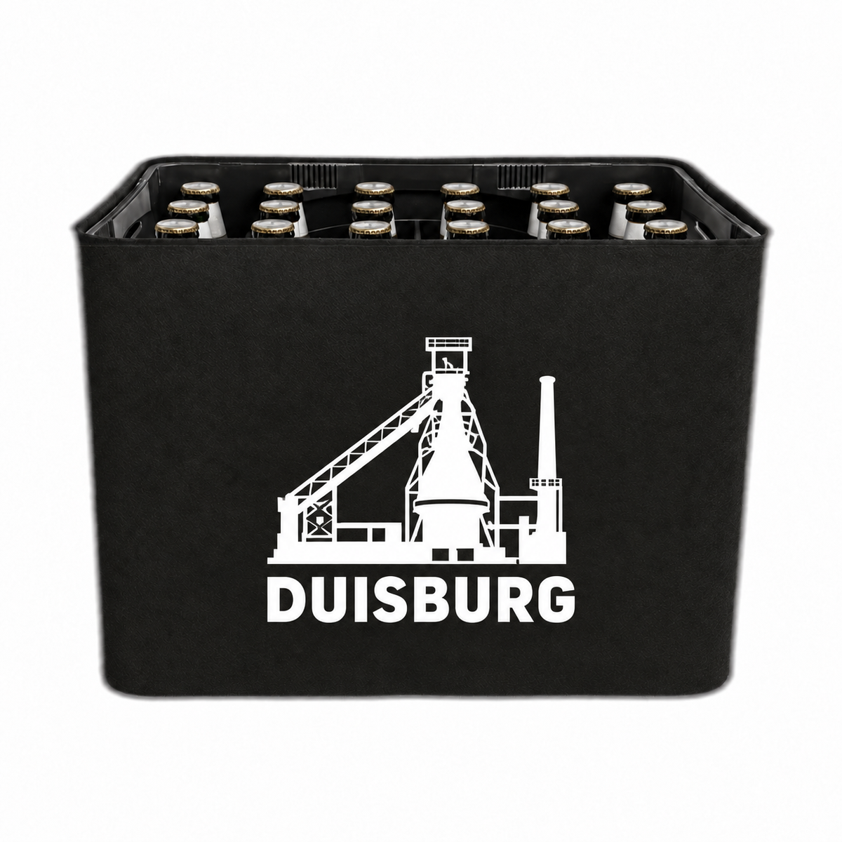 KistenBlende Duisburg Stadt Silhouette auf Bierkasten