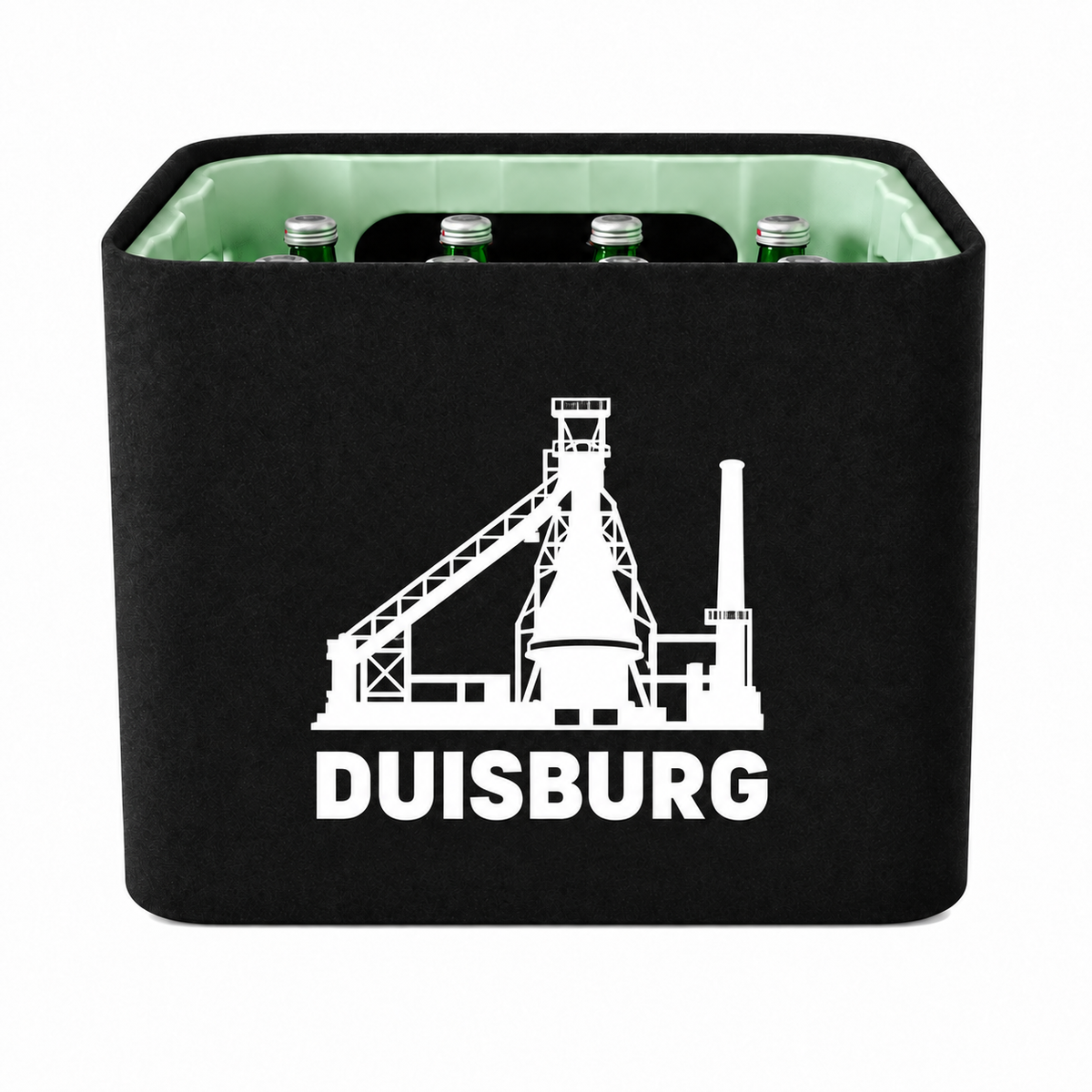 KistenBlende Duisburg Stadt Silhouette auf Wasserkiste Glas