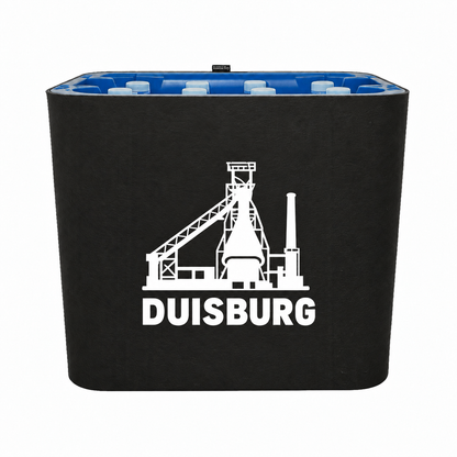 KistenBlende Duisburg Stadt Silhouette auf Wasserkiste PET