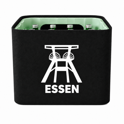 KistenBlende Essen Stadt Silhouette auf Wasserkiste Glas