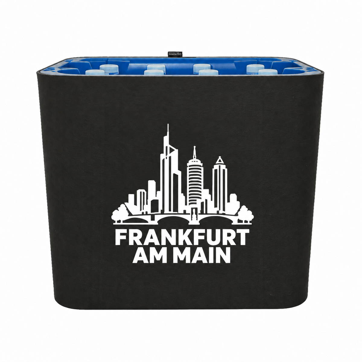 KistenBlende Frankfurt am Main Stadt Silhouette auf Wasserkiste PET