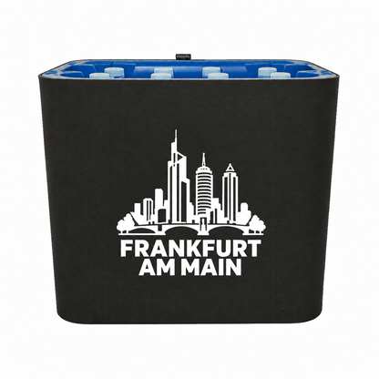 KistenBlende Frankfurt am Main Stadt Silhouette auf Wasserkiste PET