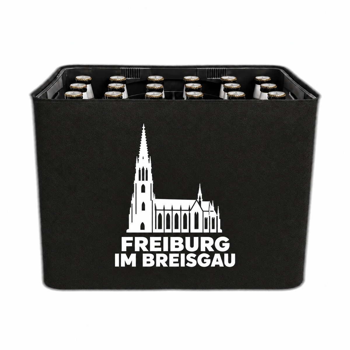 KistenBlende Freiburg im Breisgau Stadt Silhouette auf Bierkasten
