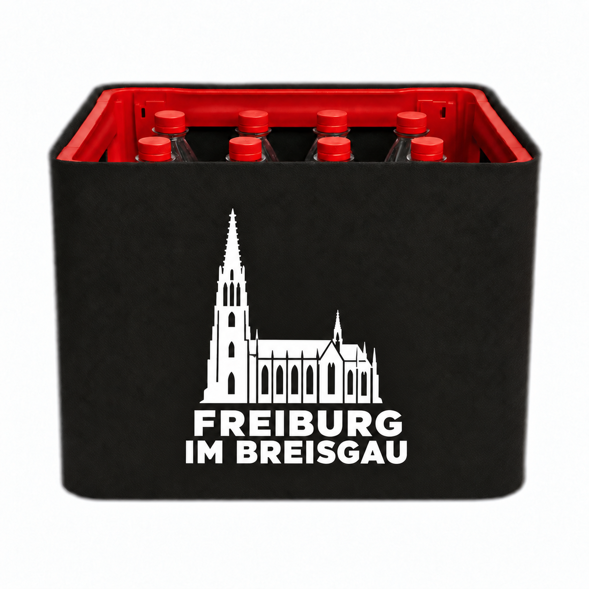 KistenBlende Freiburg im Breisgau Stadt Silhouette auf Limonadenkiste PET