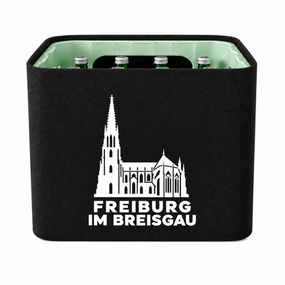 KistenBlende Freiburg im Breisgau Stadt Silhouette auf Wasserkiste Glas