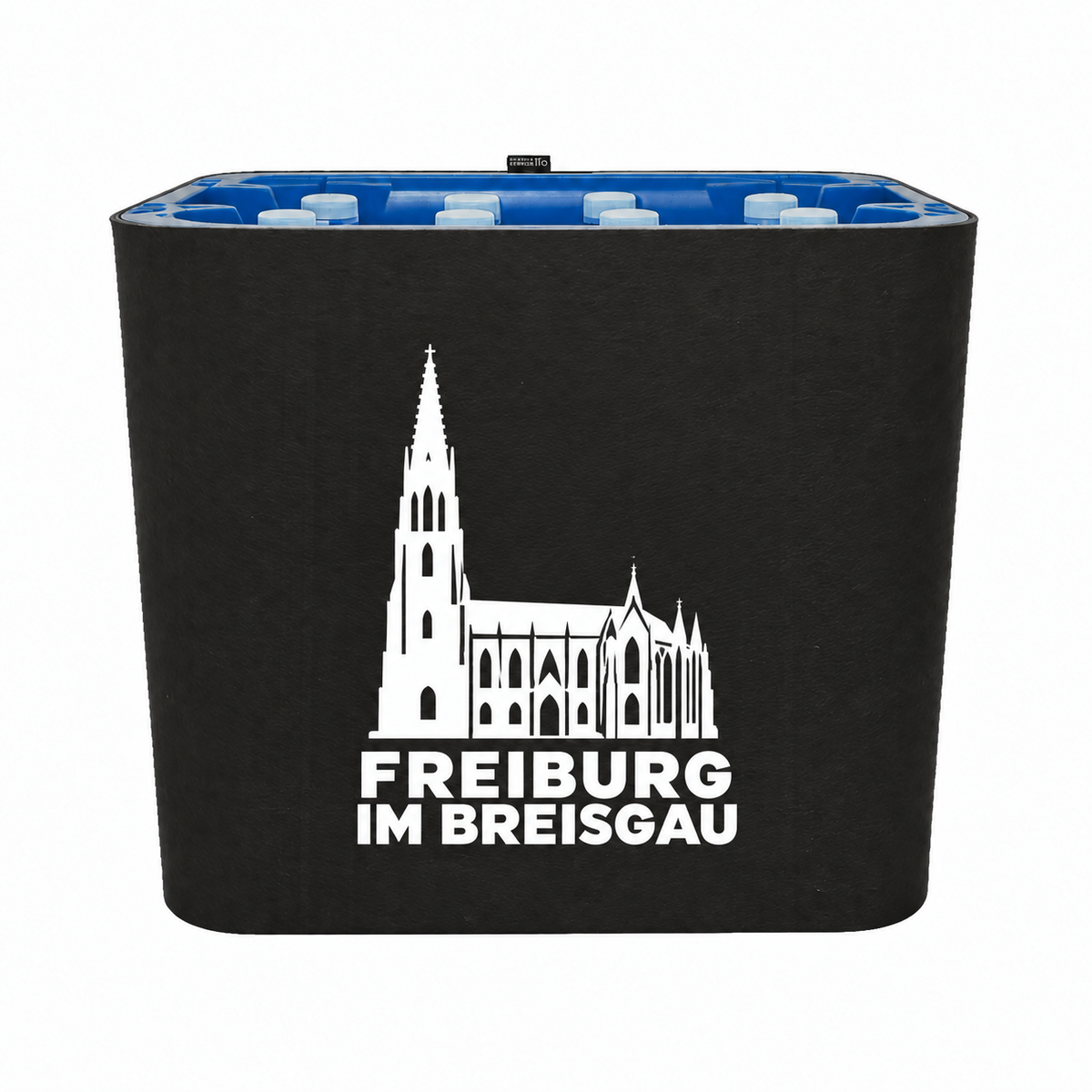 KistenBlende Freiburg im Breisgau Stadt Silhouette auf Wasserkiste PET
