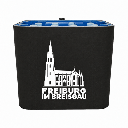 KistenBlende Freiburg im Breisgau Stadt Silhouette auf Wasserkiste PET