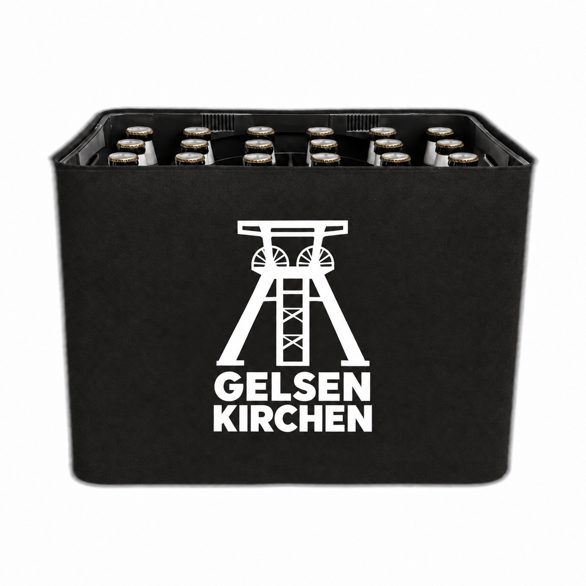 KistenBlende Gelsenkirchen Stadt Silhouette auf Bierkasten