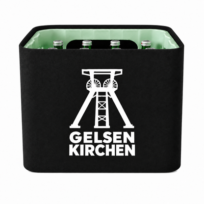 KistenBlende Gelsenkirchen Stadt Silhouette auf Wasserkiste Glas