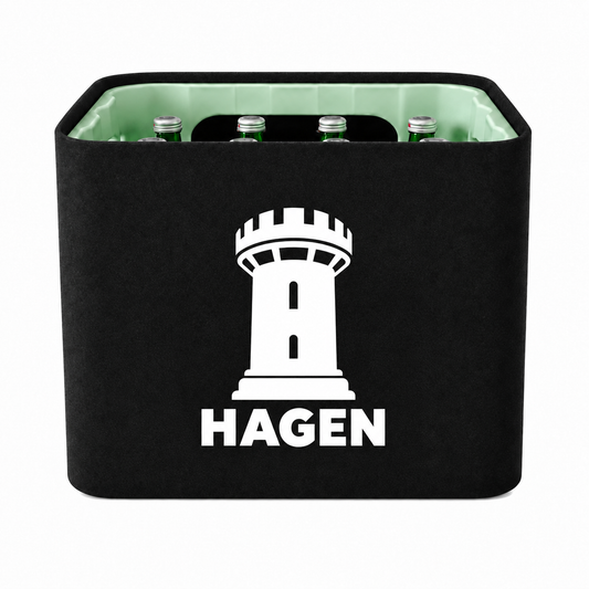 KistenBlende Hagen Stadt Silhouette auf Wasserkiste Glas