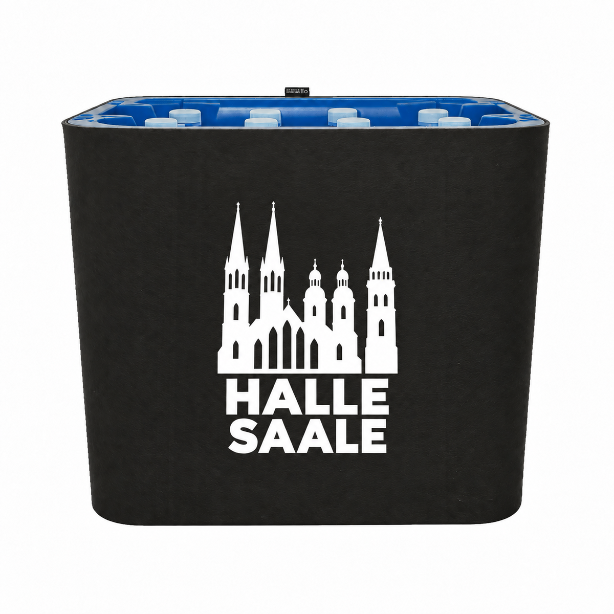 KistenBlende Halle (Saale) Stadt Silhouette auf Wasserkiste PET