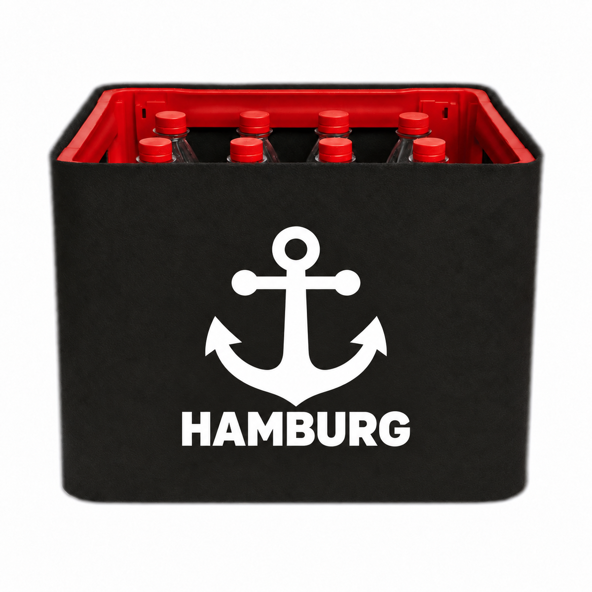 KistenBlende Hamburg Stadt Silhouette auf Limonadenkiste PET