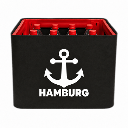 KistenBlende Hamburg Stadt Silhouette auf Limonadenkiste PET