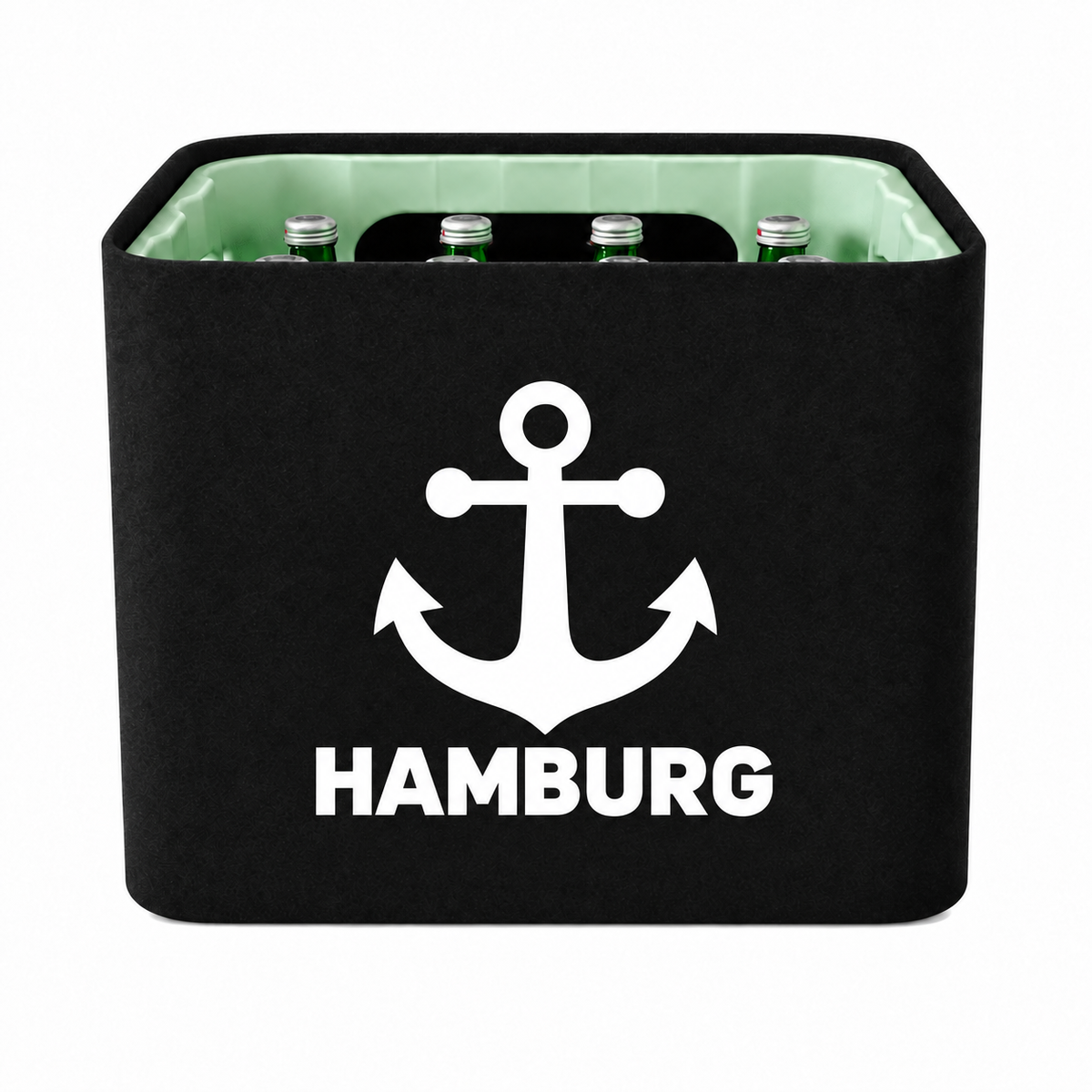KistenBlende Hamburg Stadt Silhouette auf Wasserkiste Glas