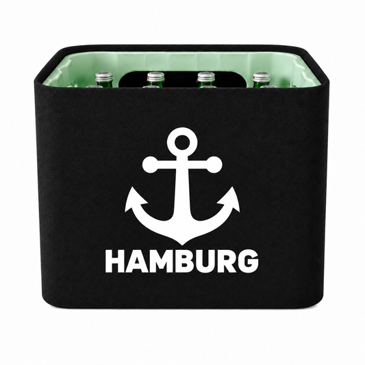 KistenBlende Hamburg Stadt Silhouette auf Wasserkiste Glas