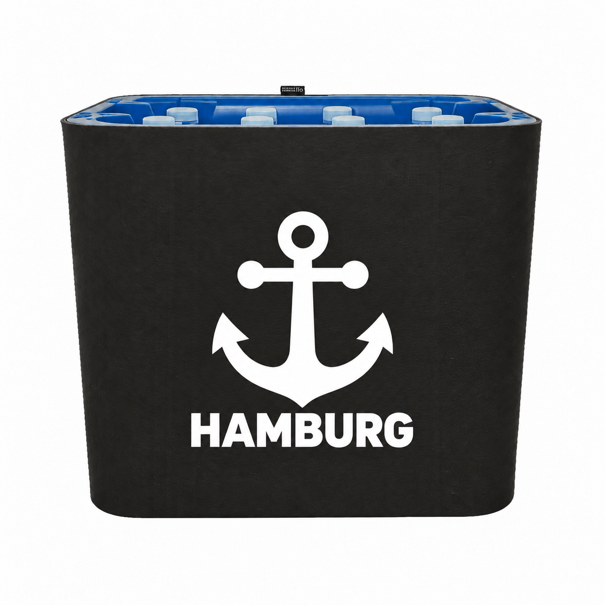 KistenBlende Hamburg Stadt Silhouette auf Wasserkiste PET