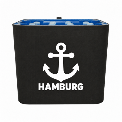 KistenBlende Hamburg Stadt Silhouette auf Wasserkiste PET