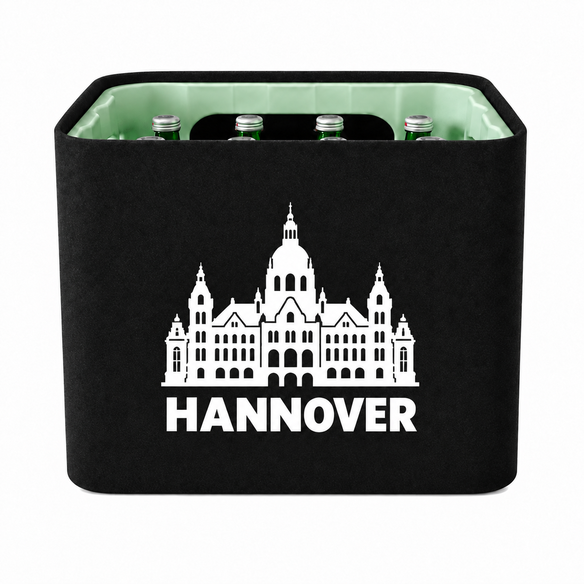 KistenBlende Hannover Stadt Silhouette auf Wasserkiste Glas