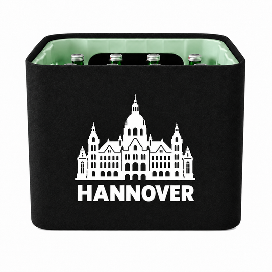 KistenBlende Hannover Stadt Silhouette auf Wasserkiste Glas