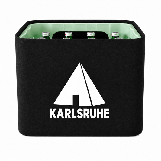 KistenBlende Karlsruhe Stadt Silhouette auf Wasserkiste Glas