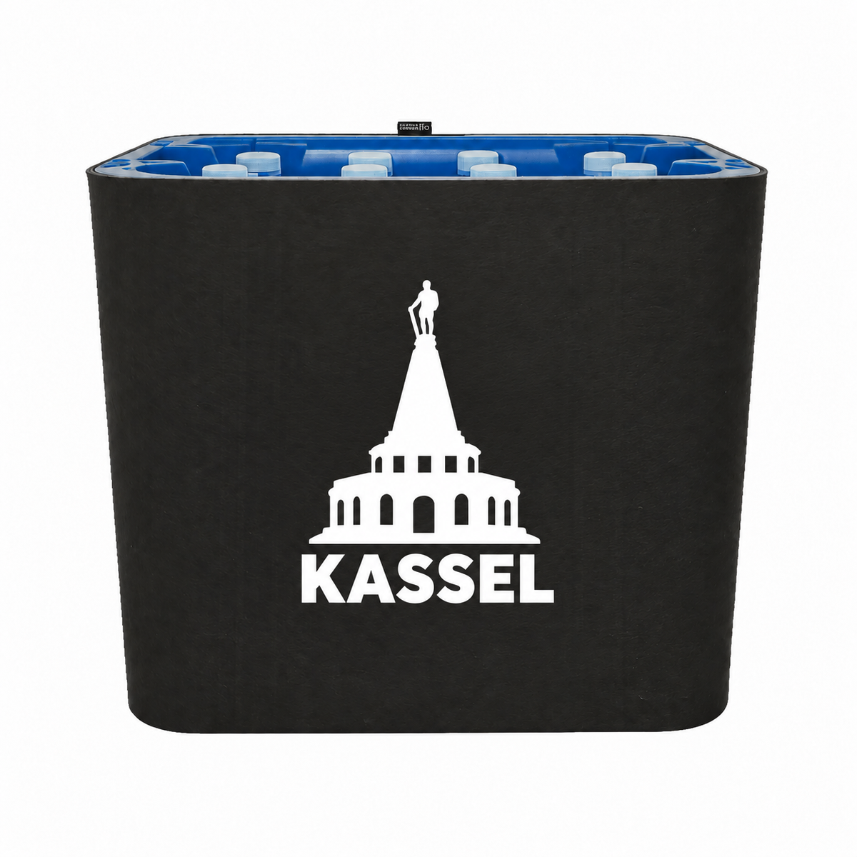 KistenBlende Kassel Stadt Silhouette auf Wasserkiste PET