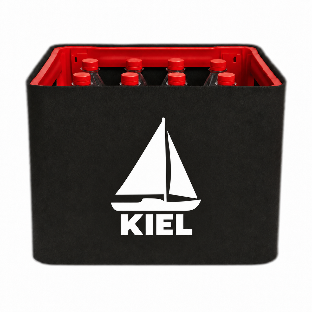KistenBlende Kiel Stadt Silhouette auf Limonadenkiste PET