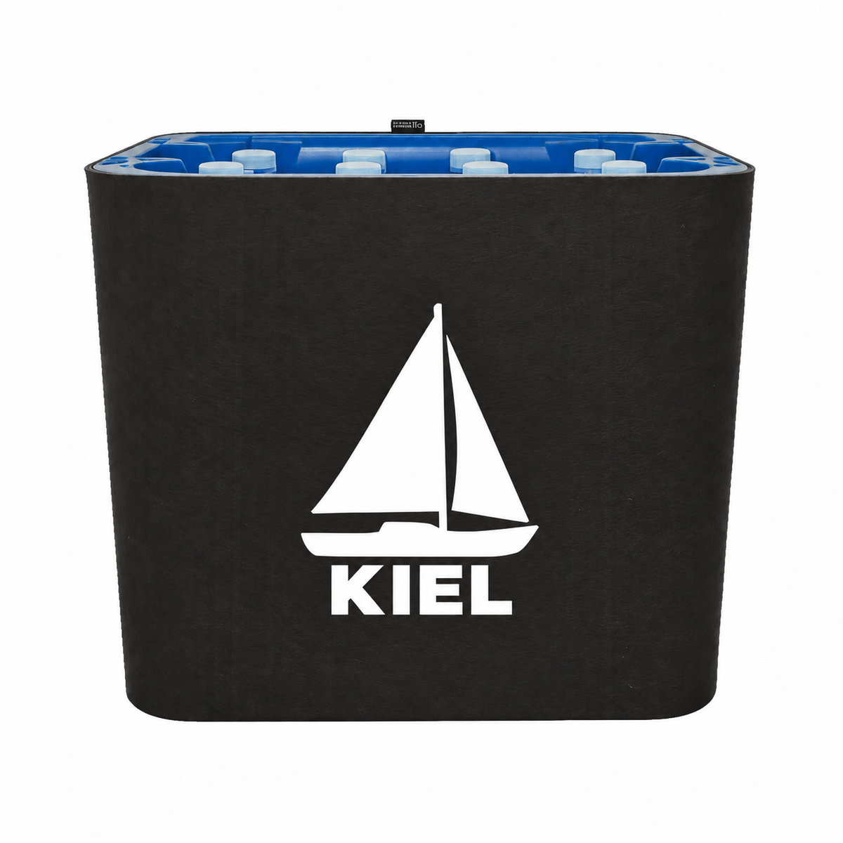 KistenBlende Kiel Stadt Silhouette auf Wasserkiste PET