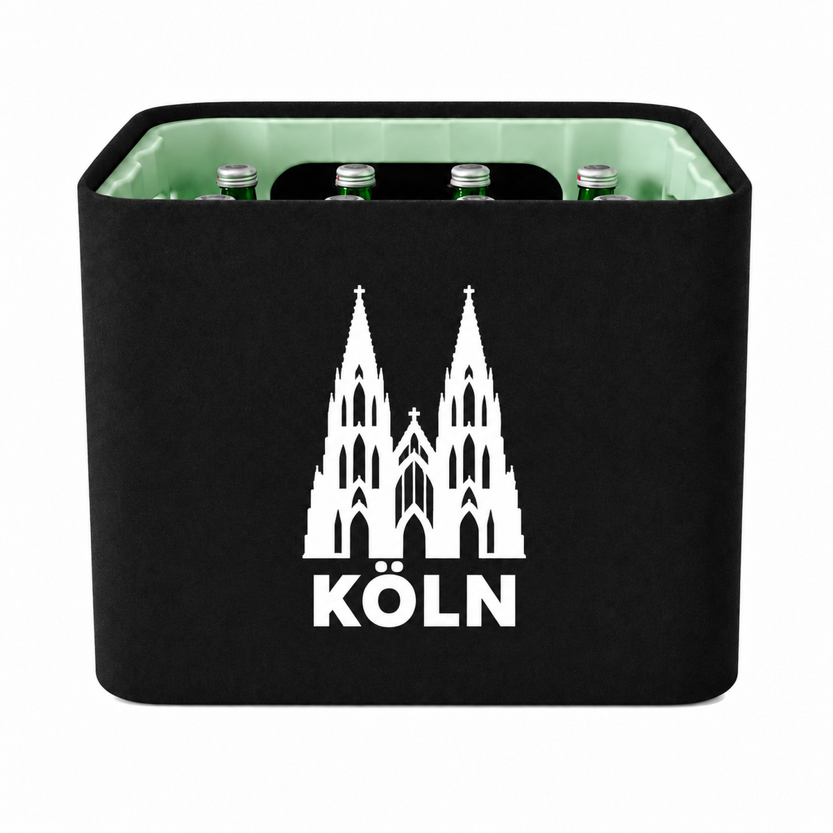 KistenBlende Köln Stadt Silhouette auf Wasserkiste Glas