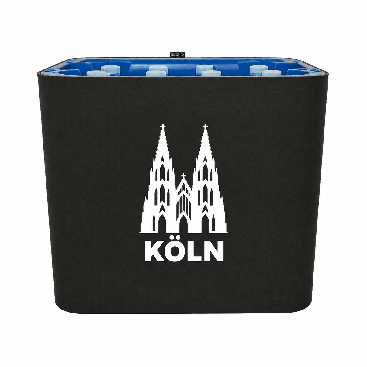 KistenBlende Köln Stadt Silhouette auf Wasserkiste PET
