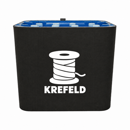 KistenBlende Krefeld Stadt Silhouette auf Wasserkiste PET