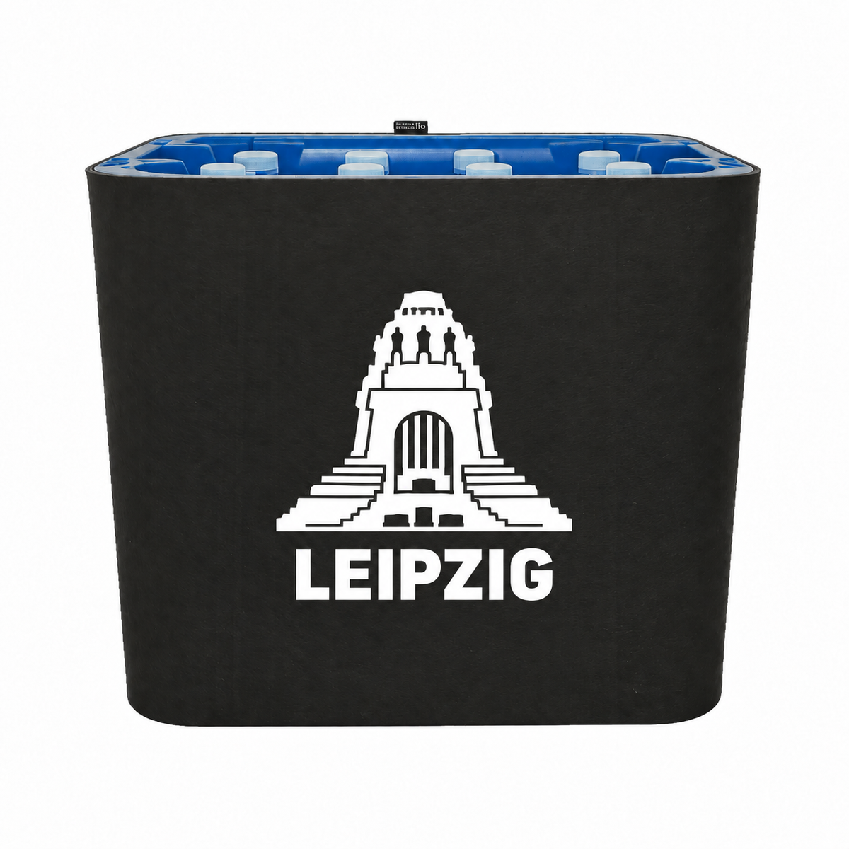 KistenBlende Leipzig Stadt Silhouette auf Wasserkiste PET