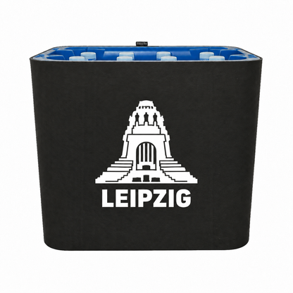KistenBlende Leipzig Stadt Silhouette auf Wasserkiste PET