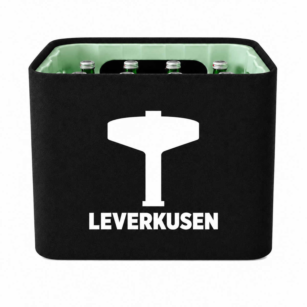 KistenBlende Leverkusen Stadt Silhouette auf Wasserkiste Glas