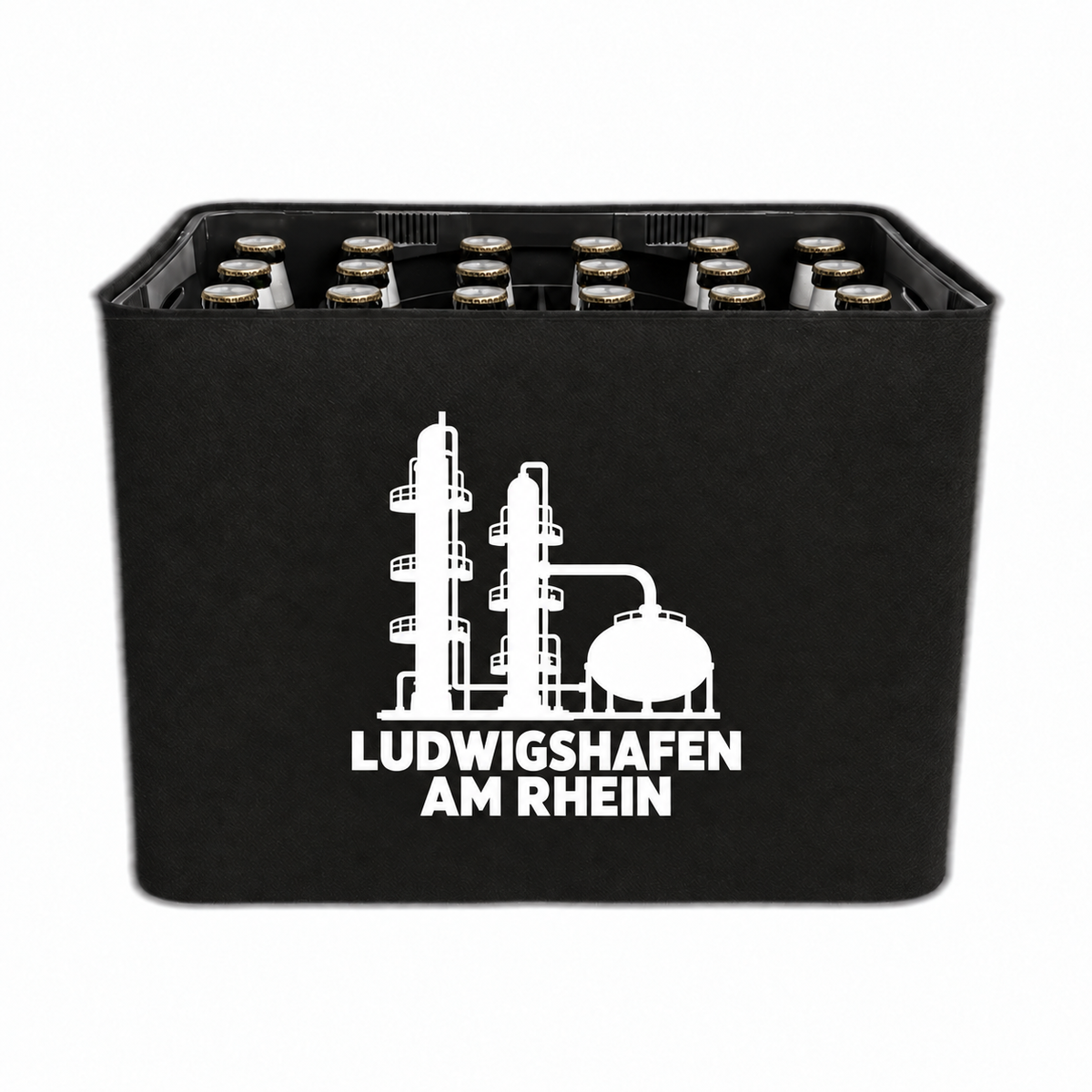 KistenBlende Ludwigshafen am Rhein Stadt Silhouette auf Bierkasten