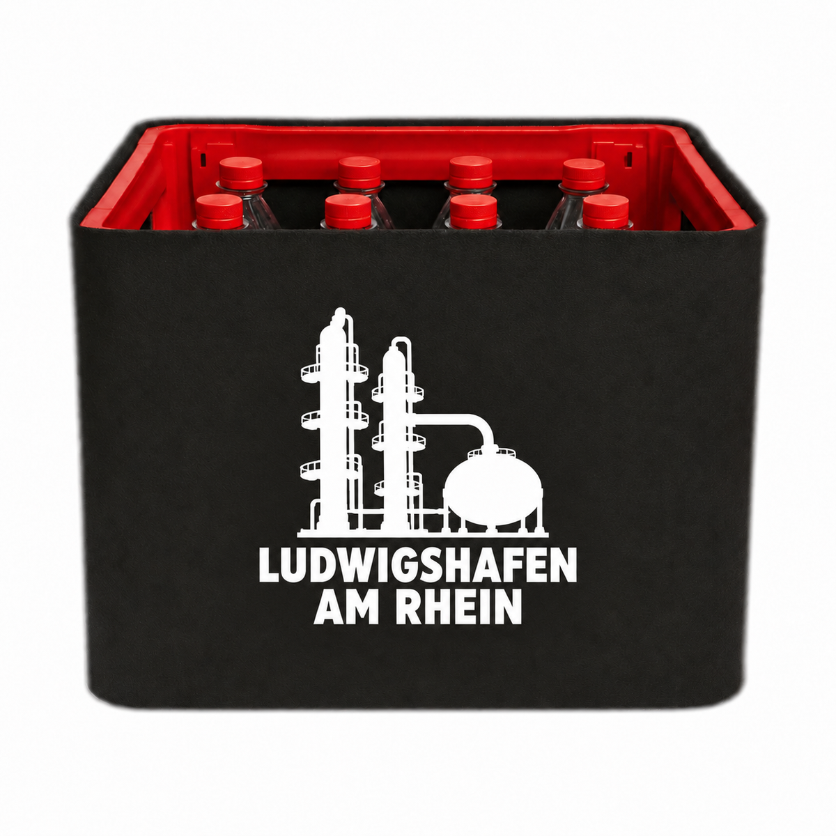 KistenBlende Ludwigshafen am Rhein Stadt Silhouette auf Limonadenkiste PET