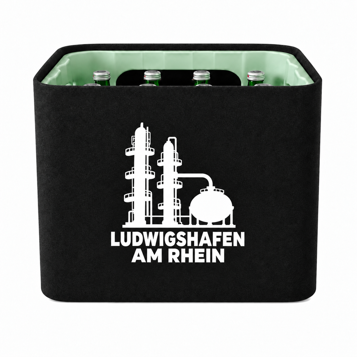 KistenBlende Ludwigshafen am Rhein Stadt Silhouette auf Wasserkiste Glas