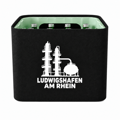 KistenBlende Ludwigshafen am Rhein Stadt Silhouette auf Wasserkiste Glas