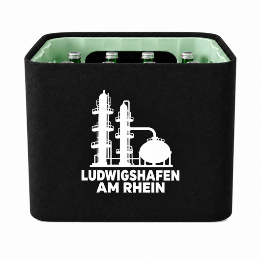 KistenBlende Ludwigshafen am Rhein Stadt Silhouette auf Wasserkiste Glas