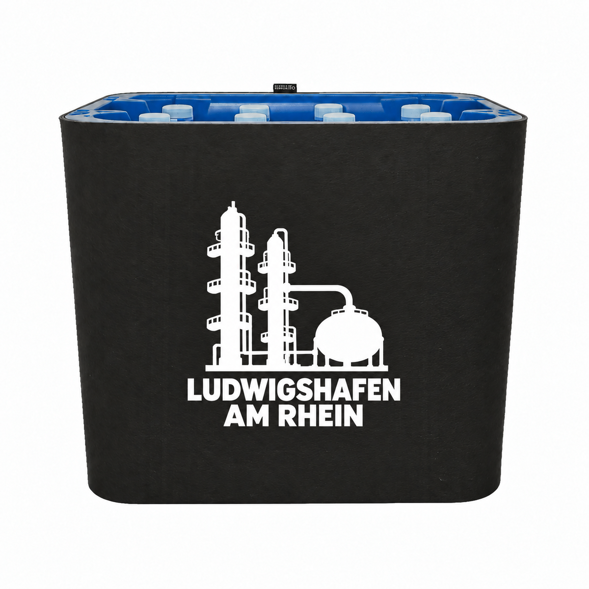 KistenBlende Ludwigshafen am Rhein Stadt Silhouette auf Wasserkiste PET