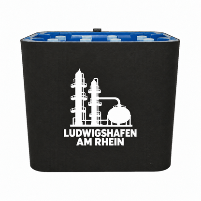 KistenBlende Ludwigshafen am Rhein Stadt Silhouette auf Wasserkiste PET
