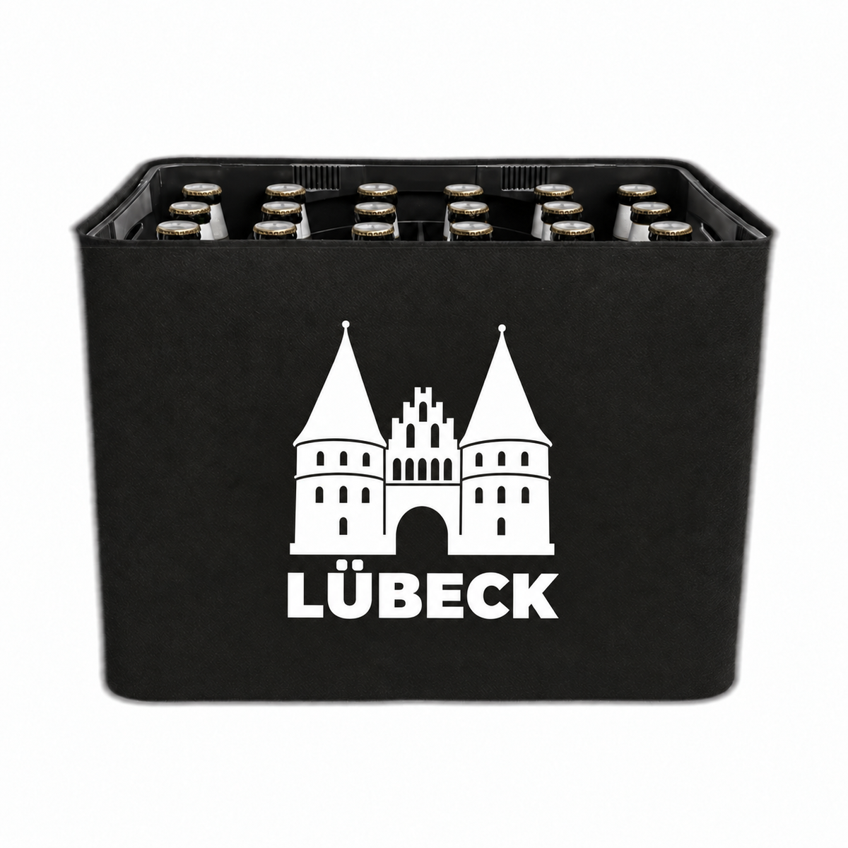 KistenBlende Lübeck Stadt Silhouette auf Bierkasten