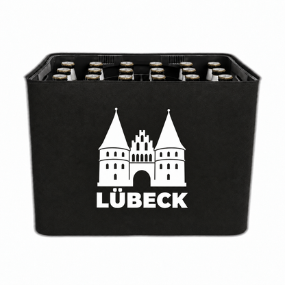 KistenBlende Lübeck Stadt Silhouette auf Bierkasten