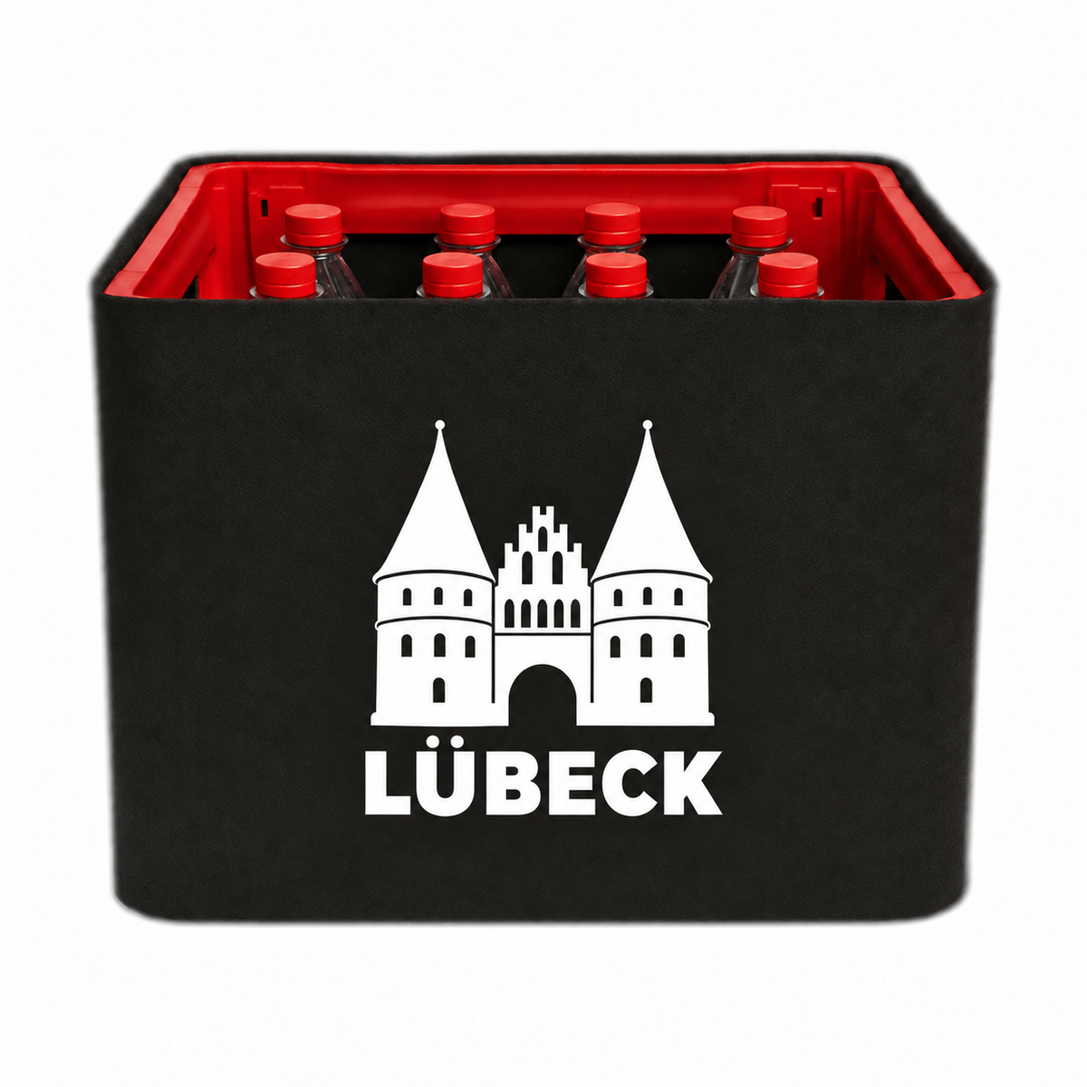KistenBlende Lübeck Stadt Silhouette auf Limonadenkiste PET