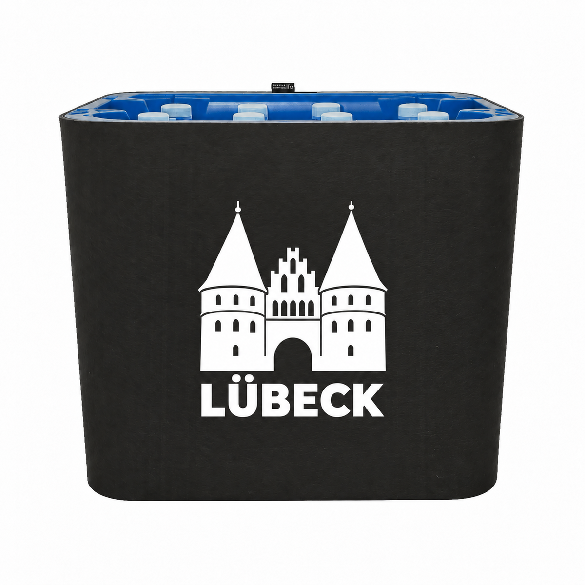 KistenBlende Lübeck Stadt Silhouette auf Wasserkiste PET