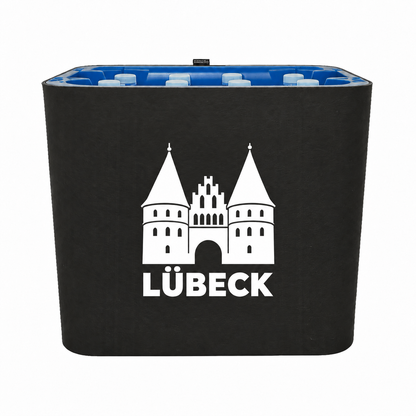 KistenBlende Lübeck Stadt Silhouette auf Wasserkiste PET