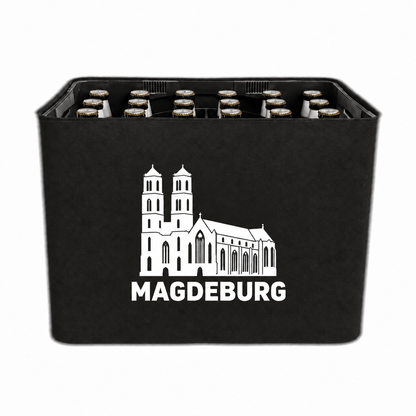 KistenBlende Magdeburg Stadt Silhouette auf Bierkasten